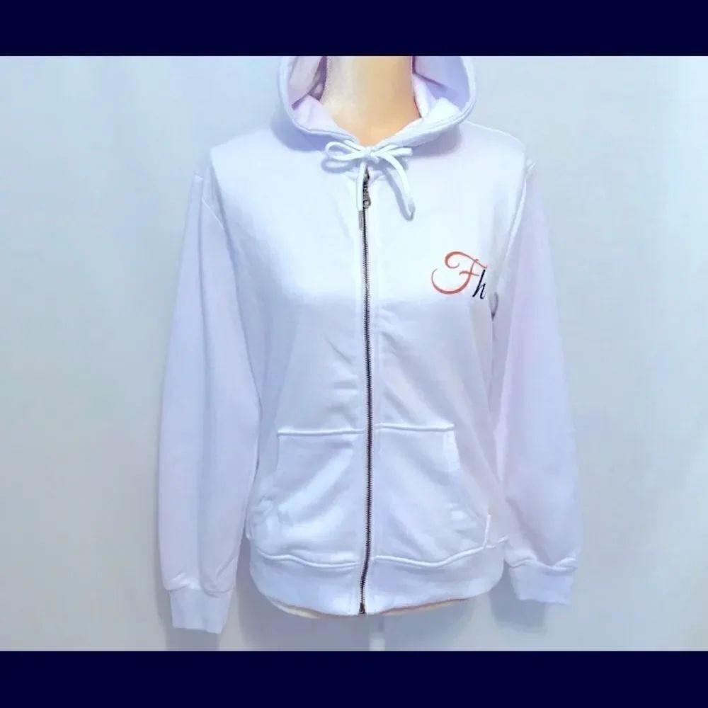 💥Foxhole zipper Front white Hoodie Size: Small long sleeve